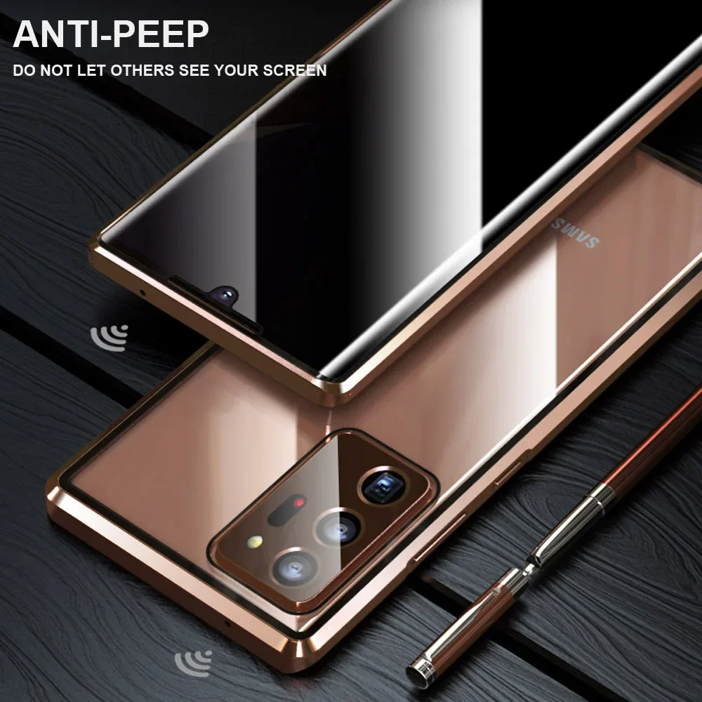 Anti Peeping Privacy Magnetic Case For Samsung Galaxy S24 S23 S22 S21 Plus S25 S24 Ultra Note20 Ultra Case 360 Metal Frame Cover