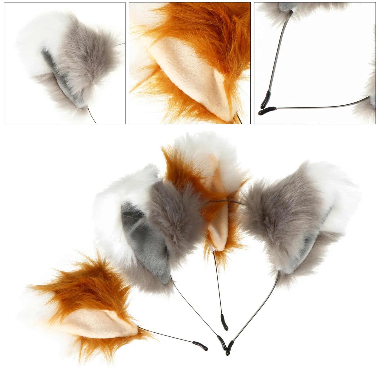 

2 шт., легкие гибкие обручи в форме лисьих ушей, аксессуары для волос в форме ушей животных для женщин и девочек, костюмный реквизит для фотосессий, принадлежности для волос