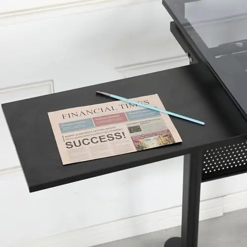 Glass Craft Table Drawing Desk – Drafting Tables Hobby Table Writing Studio Art Artist Desk with Adjustable Tilted view 4