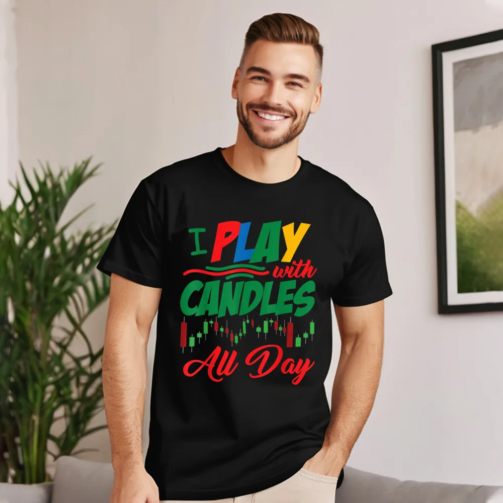 Cool T-Shirt Discount O Neck Play With Candles All Day Pure Cotton Adult Tops & Tees Family Short Sleeve Tee-Shirts