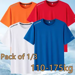 Big Size T-shirt Men for 110-175kg Pack of 1/3 Breathable Quick Dry Sport Tees Summer Oversized Round Neck Short Sleeve T-shirt