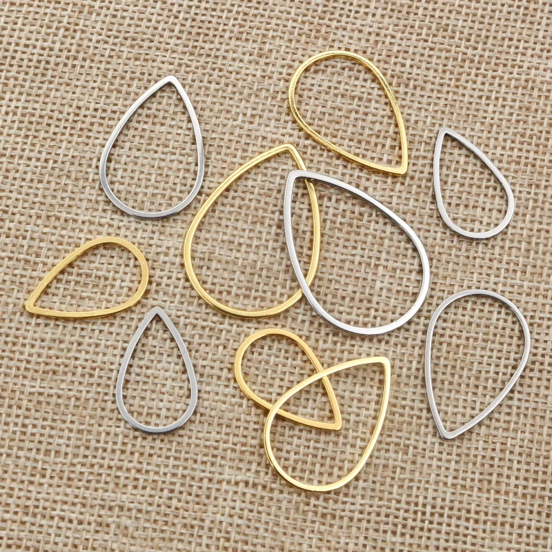 20pcs/lot 13 26 32mm Stainless Steel Gold Plated Drop Shaped Closed Frame Rings For DIY Earring Jewelry Making Findings Supplies