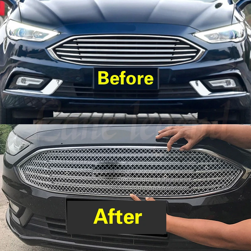 Car Front Racing Facelift Grill Upper Bumper Grille Cover Honeycomb Mesh Body Kit Fit for Ford Mondeo Fusion 2017-2018 Grills