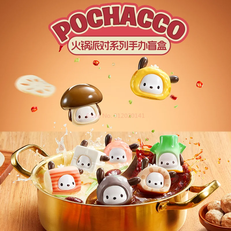 Genuine Sanrio Pochacco Hotpot Party Series Mini Blind Box Toys Cute Pochacoo Figurines Desktop Ornaments For Girl Holiday Gifts