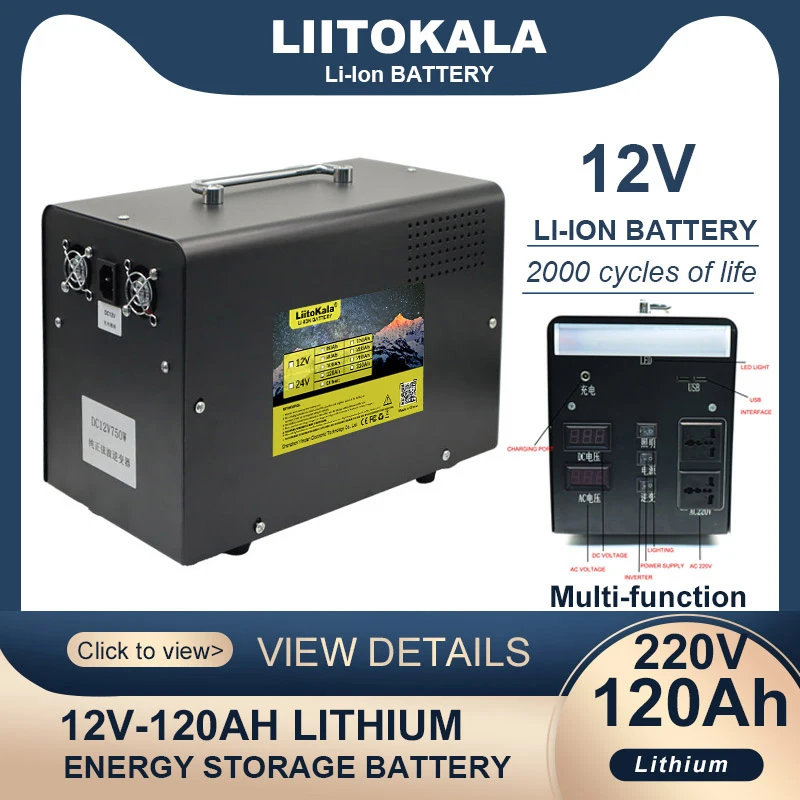 Liitokala 12V/220V Outdoor Power Supply 1000W High Power 1440Wh Portable Power Bank Home Backup inverter Energy storage Battery