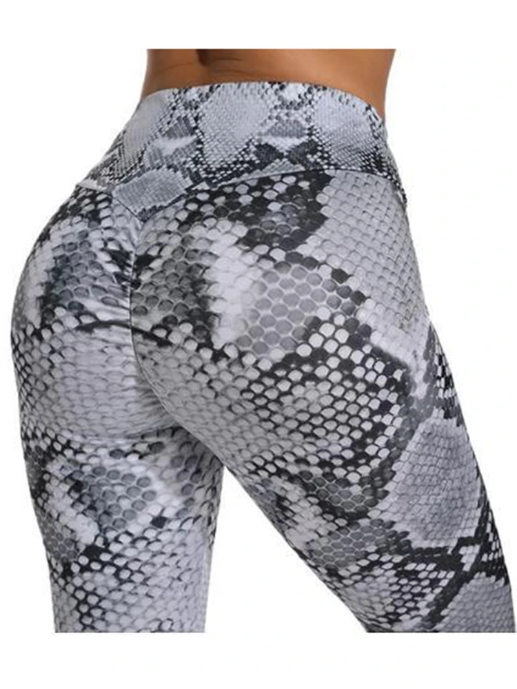 Summer Snake Printed Leggings Fashion High Waist Pants Push Up Fitness Tights Women Gym Yoga Running Trousers