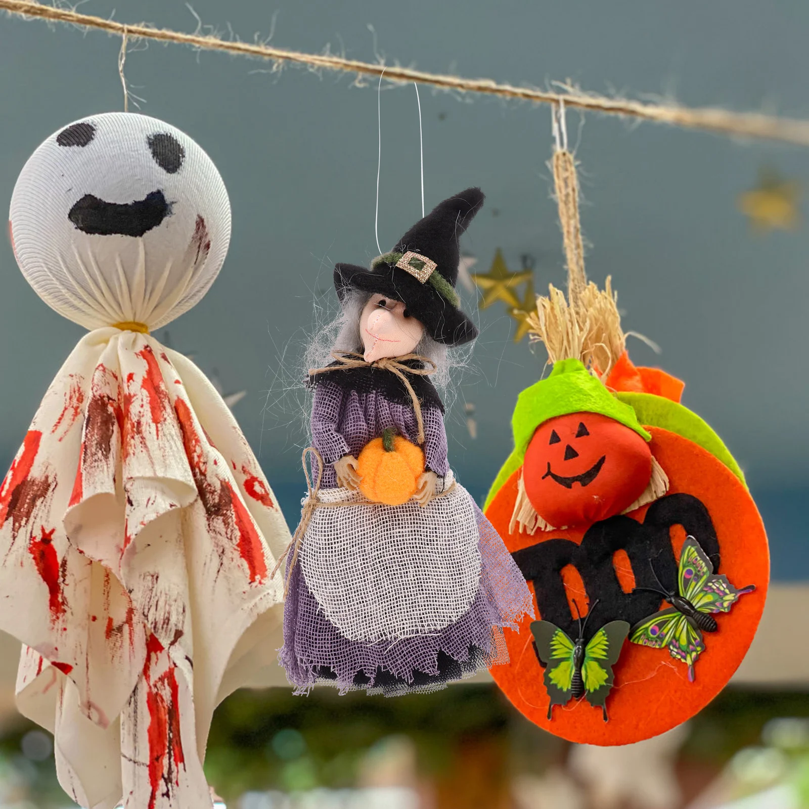 

Lovely Hanging Witch With Pumpkin Halloween Decoration Festive Supplies Wear Resistant Lightweight Decorative For Home