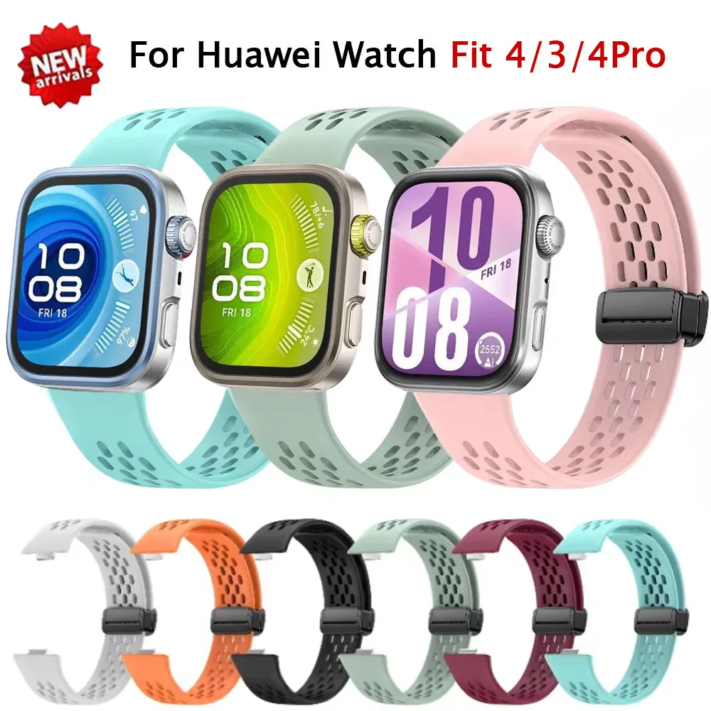 

Silicone Strap for Huawei Watch Fit 4/3 Sport Breathe Wristband Magnetic Bracelet for Huawei Watch Fit 4 Pro Replacement Correa