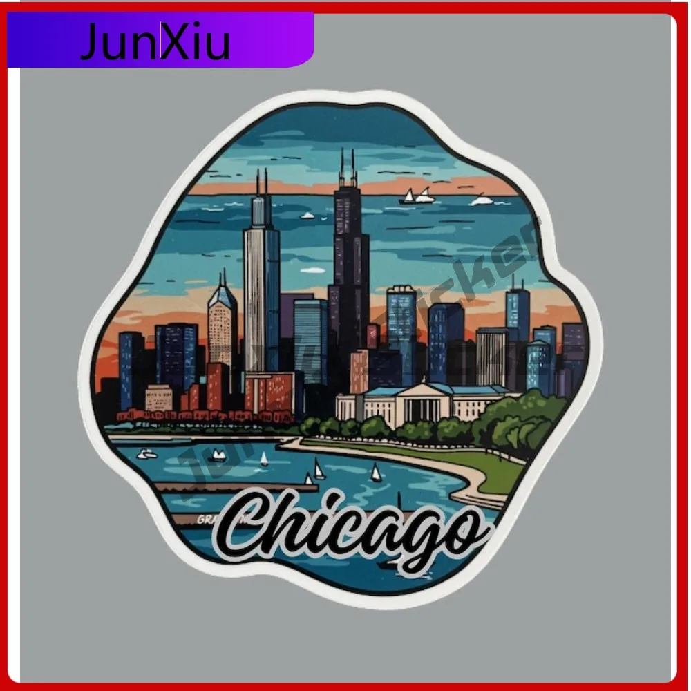 

Chicago Illinois Windy City Fridge Or Laptop Scratch-proof Accessories Sticker Hood Decal For Car Front Bumper Decals For Cover