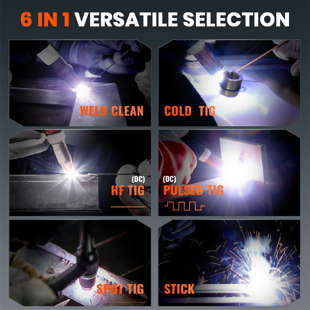 HITBOX TIG200PRO Digtal Inverter TIG Cold Welding Machine 6 in 1 Spot Pulse HF TIG MMA 2T/4T ARC Force Hot Start LED Screen IGBT Inverter Welding Machine for Stainless Steel Sheet Metal