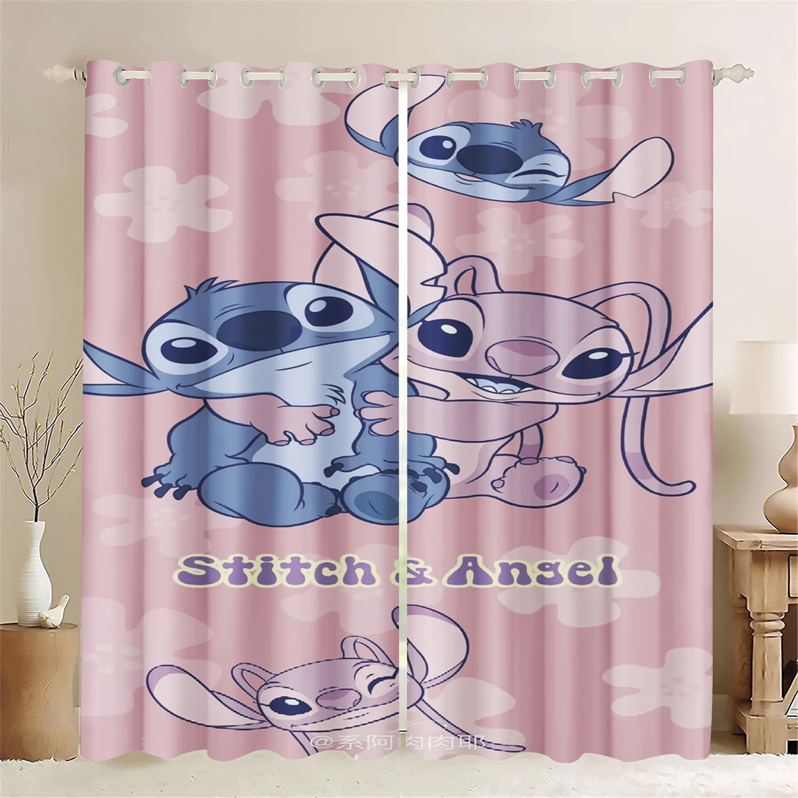 

Stitch Curtain Cartoon Partition 100%Polyester Shade Bedroom Decorations Room Curtains Home Multiple Size Window Hangings