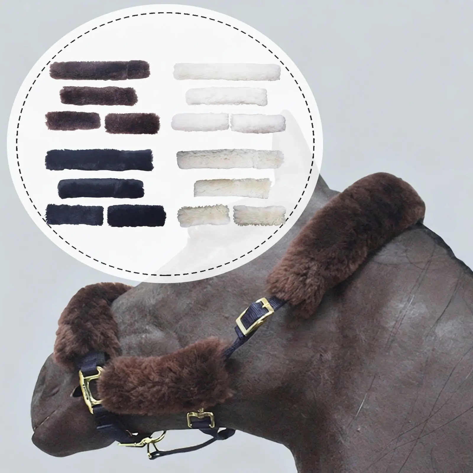 4 قطع من أغطية رسن الخيول، أغطية أنابيب رسن قطيفة بديلة ناعمة قابلة للتنفس لمقطورة التثبيت اليومية #1