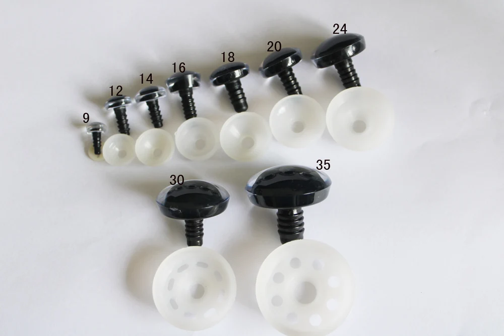 10pairs 9MM-35mm 3D new allievo giocattolo occhi di sicurezza occhi di bambola con rondella per bambola di peluche fai da te-TK11