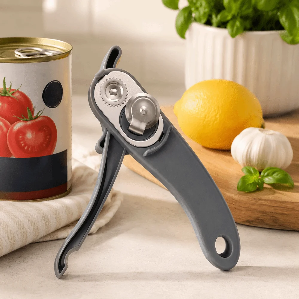 Multi Function Side Cut Can Opener Easy Grip Safety Design Bottle Opener Anti Slip Jar Opener Household Use view 4