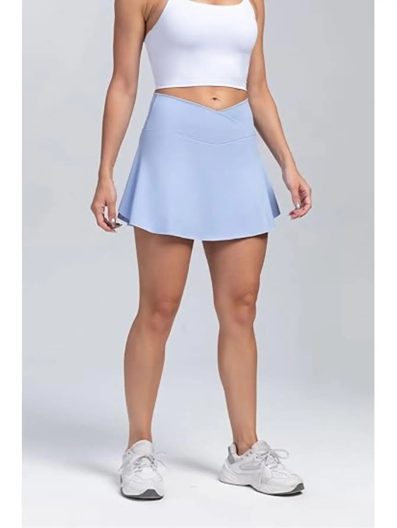 

Womens Pleated Tennis Skirts High Waisted Crossover athletic Skorts for Golf Running Casual Workout