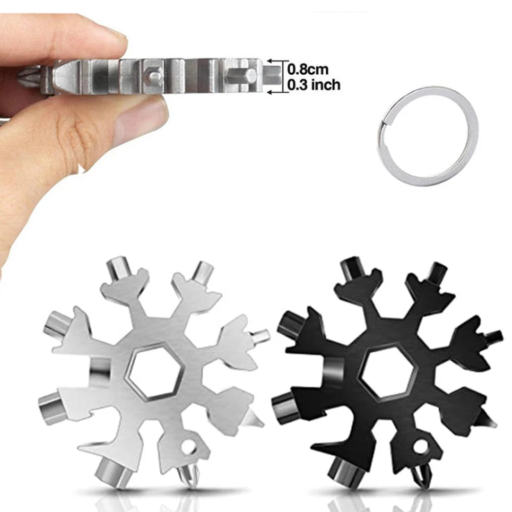 18-in-1 Snowflake Wrench Alloy With Key Ring Keychain Allen Wrench Multifunction Combination Tool Home Outdoor Camping Hike