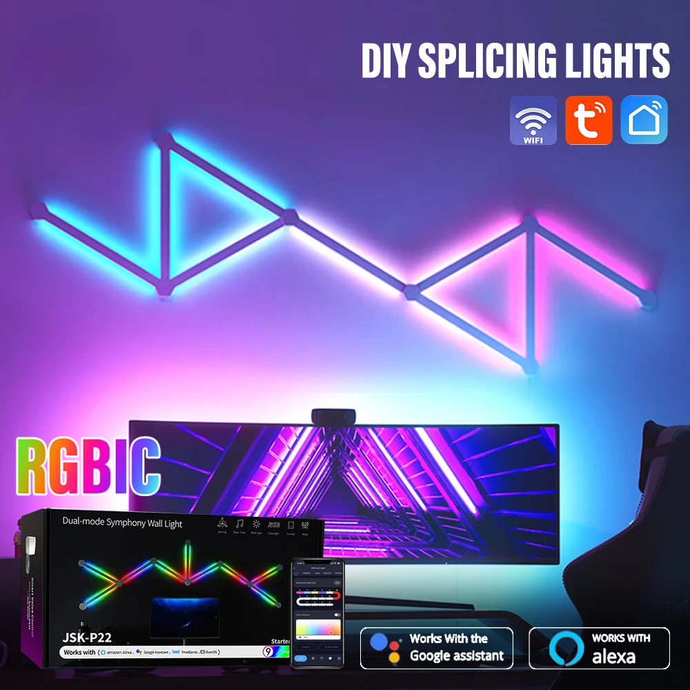 

RGBIC Intelligent LED Night Light DIY Atmosphere Wall Light APP Control for Bedroom TV Backlighting Game Room Decoration Light