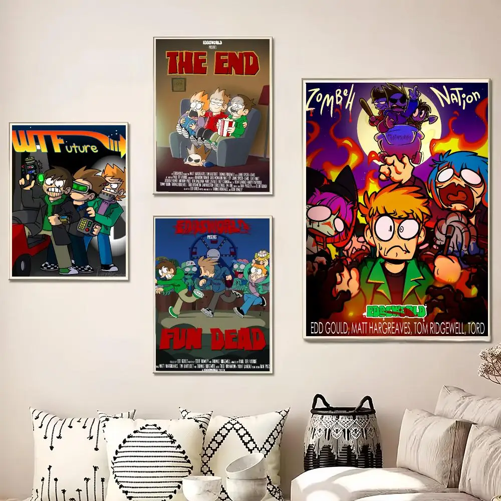 Cartoon E-Eddsworld Painting Calligraphy Canvas Poster Wall Art for Living Room Bedroom Cafe Decor Gift