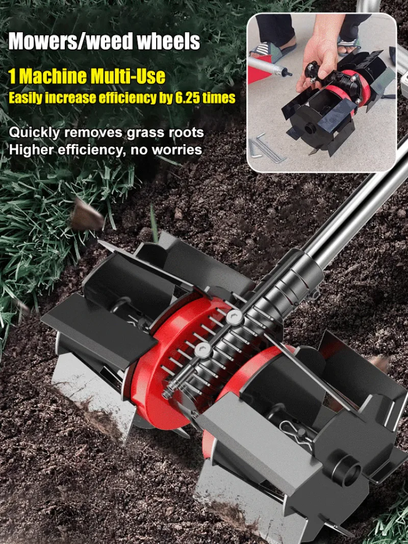 Lawnmower Weeding Wheel Loosening Furrow Opener Tillage Weeding Heads Deep Cultivation Looseners