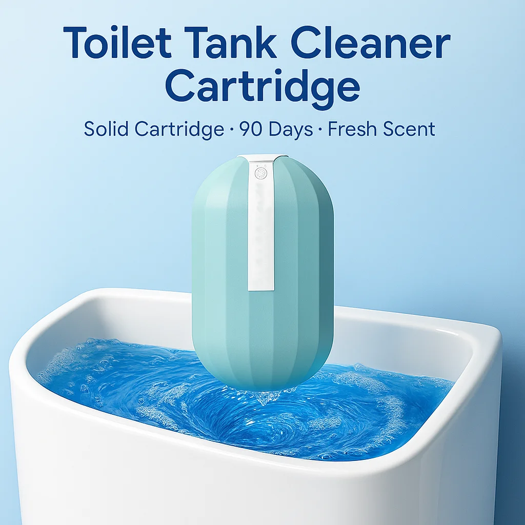 90-Day Automatic Toilet Bowl Cleaner Cartridge - Modern Plastic Design, Long-Lasting Fresh Blue Bubble Fragrance, Powerful Clean