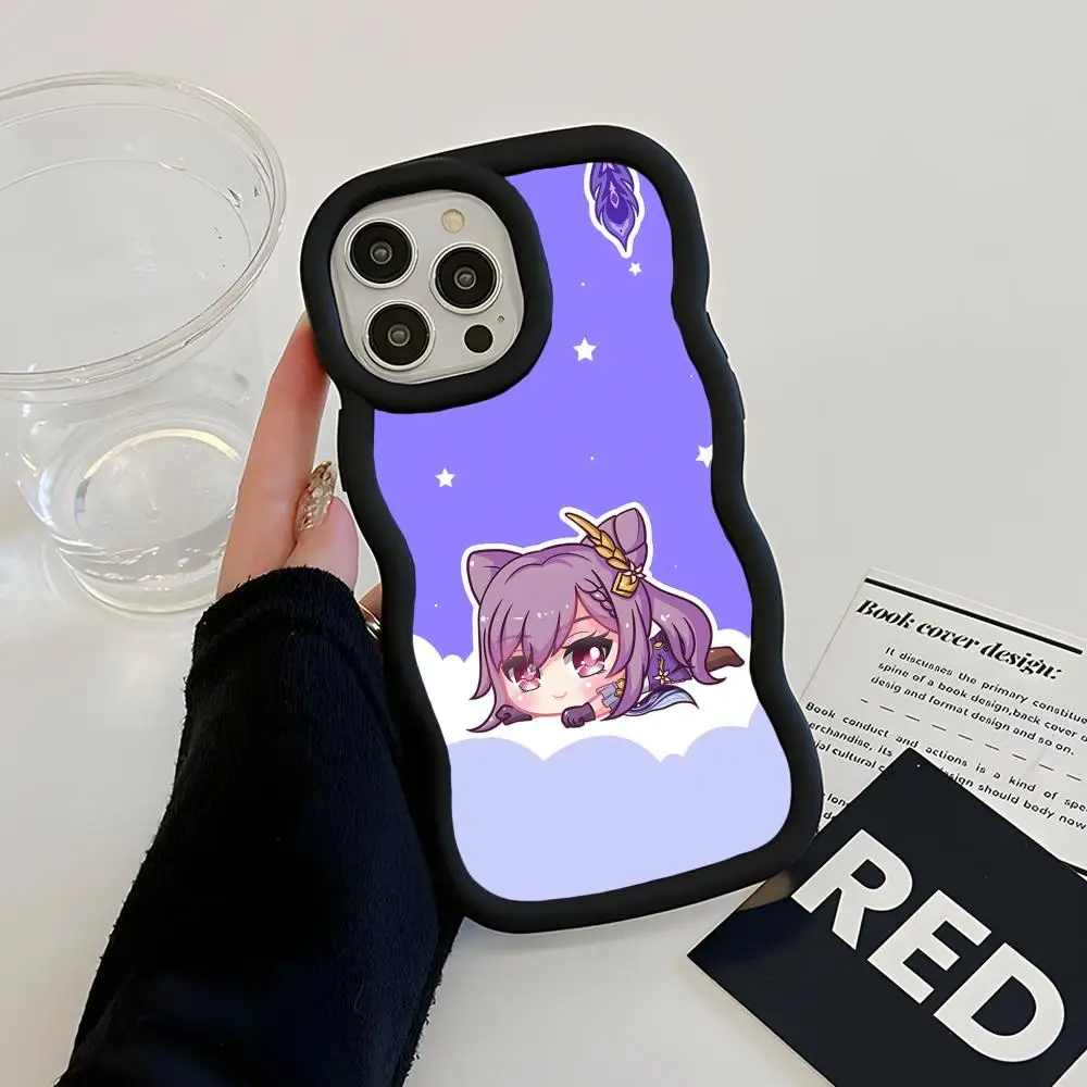 

Чехол для телефона Game GI Keqing для iPhone 17 16 15 14 13 12 11 Air Pro Max Plus, с волнистым краем, из ТПУ, разноцветный, красивый чехол для смартфонов