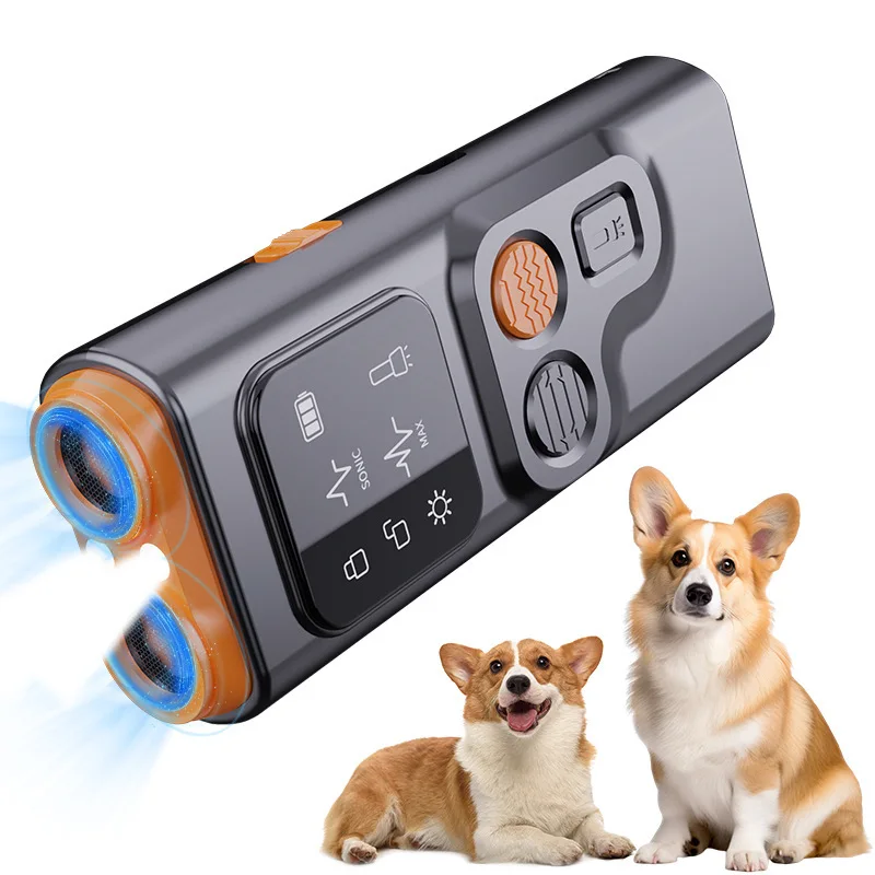 Ultrasonic Dog Driver with Screen Outdoor Dog Trainer Double Headed Bark Stopper Illumination Flashing Light Driving Dog Trainer
