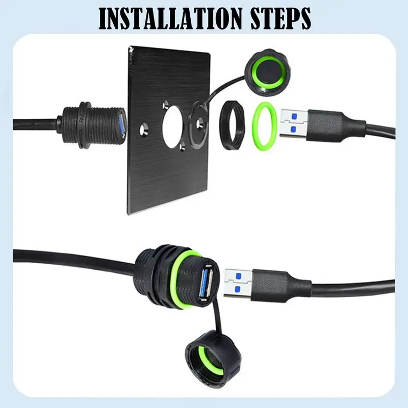 5GB Industrial Grade USB3.0 Panel Male to Female Waterproof and Dustproof IP68 Nylon High-Temperature Resistant Connection Cable