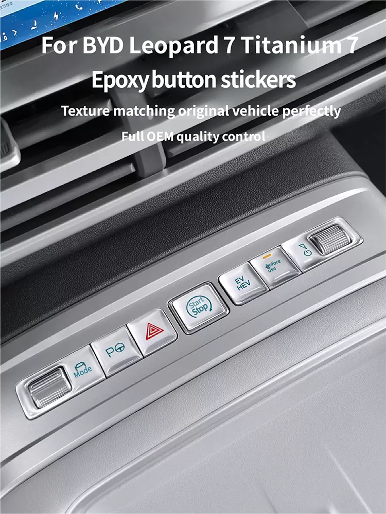 For BYD Leopard 7 Titanium 7 2025 2026 Car Center Button Trim Laser Engraved Hollow Light Transmitting Interior Decals