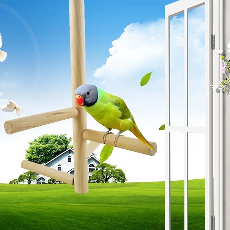 

Parrot Toy, Dragon Bird Ladder Swing, Parrot Rotating Station Bar/4-level Log Spiral Ladder/4-step Spiral Staircase Pet Toy