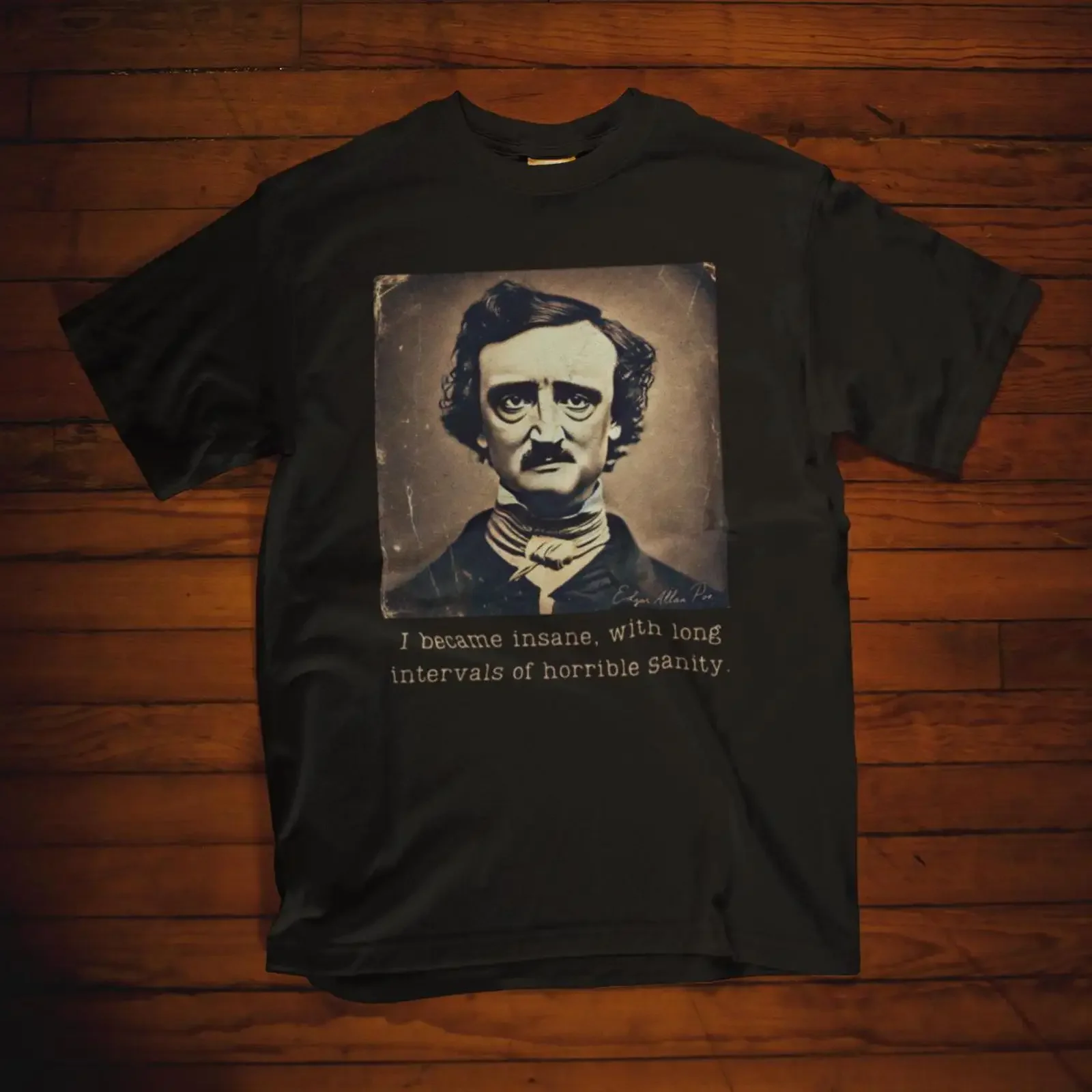 Edgar Allan Poe T Shirt Famous Gothic Quote Book Lover Dark Academia Apparel vintage Washed Unisex Top For Everyday Wear