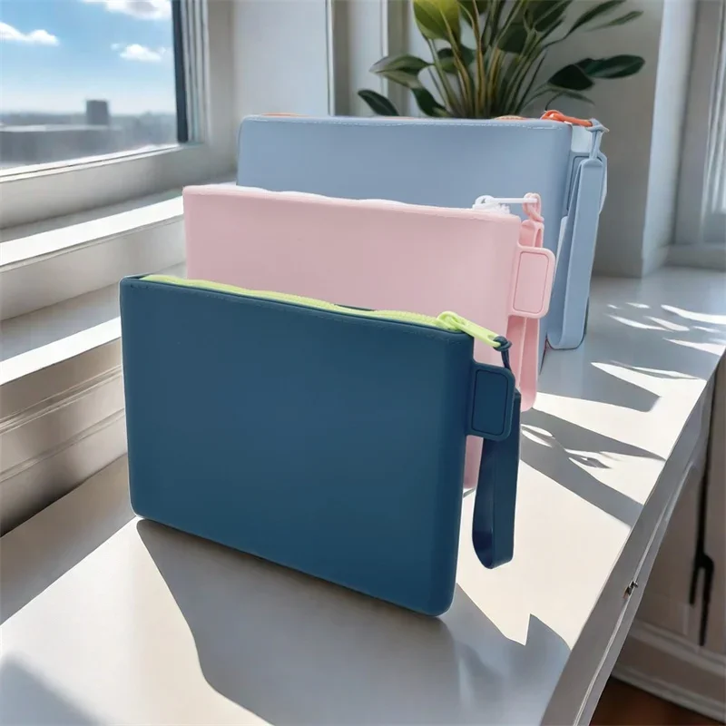 

Square Silicone Cosmetic Storage Bag Travel Makeup Brush Holder Portable Digital Storage Bag Multifunctional Waterproof Case