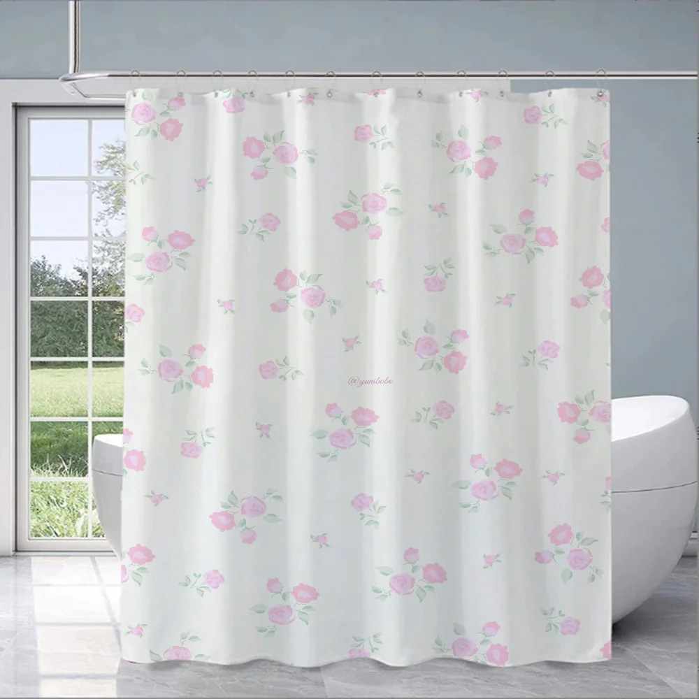 Swan Fragmented Flowers Folding Partition Bath Curtain for Quarto Curtains in the Bathroom Accessories Set Shower Bedrooms Home