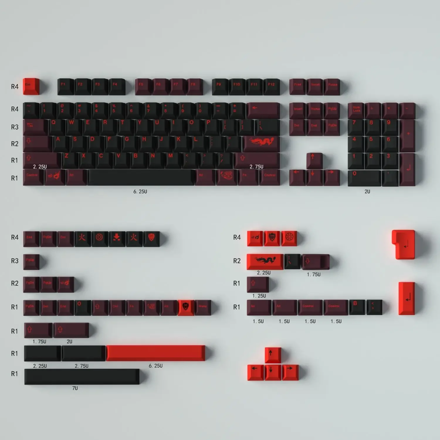 GMK Red Dragon Keycap Full set of mechanical keyboard cap Original height PBT sublimator 68/87