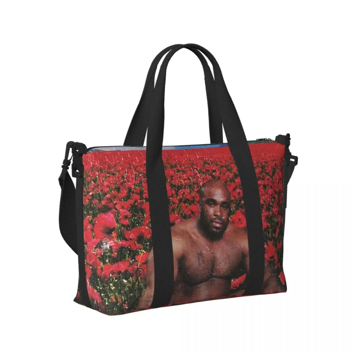 

Custom Barry Wood On A Flower Field Beach Travel Bag Large Capacity Tote Bags for Gym Yoga Women Shopping Duffle Shoulder Bag