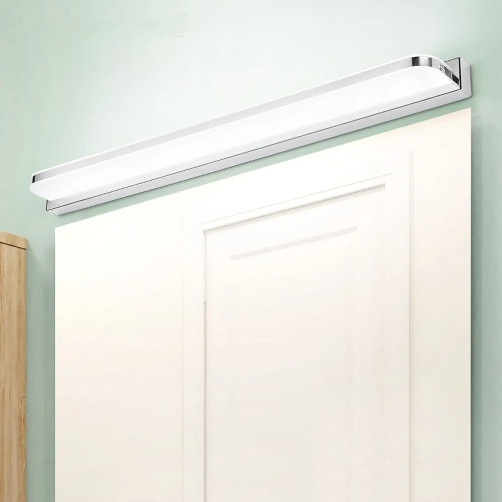 Luz LED moderna de acero inoxidable para espejo de baño, lámpara de pared para maquillaje, accesorios de iluminación para tocador, 42CM/52CM