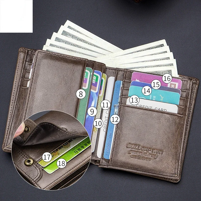 Captain Bull Wallet Leather Short Horizontal Head Leather Wallet Casual Driving LicensePieceMultifunctional Card Slot Money Clip