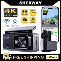 4K Dual Lens Car DVR GPS Dash Cam Front and Rear Car Camera HD 1080P Night Vision 24H Parking Monitoring Dashcam Video Recording