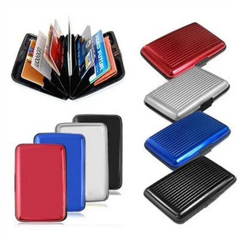 Men Aluminum Bank Card Holder Blocking Hard Case Wallet Solid Credit Anti-RFID Scanning Protect Holder Business Office School