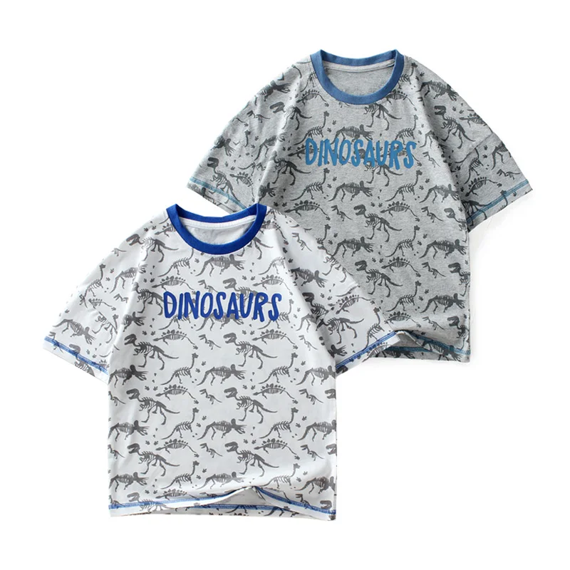 

Full Print Dinosaur Teen Boys T-shirt Summer Childen Tops Tee Teenager Shirt Jersey Kids Clothes Cotton Fabric