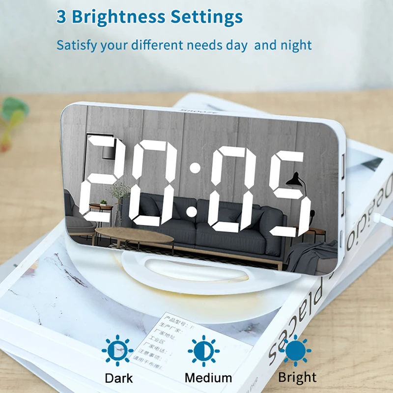 Digital Alarm Clocks LED Electronic Clock Desk/ Wall Clocks for Bedroom Living Room Office USB Charger Port Niditon