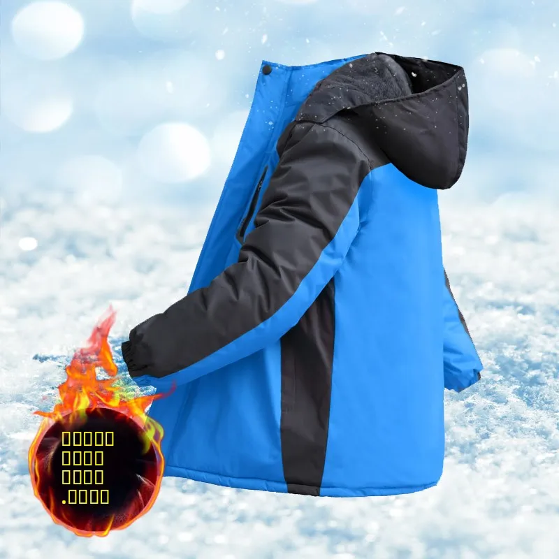 

Thiened Fce Cold-proof Workwear Cotton Jaet Youth Casual Sle Detachable Hood Regular Length Zipper Closure Free Size