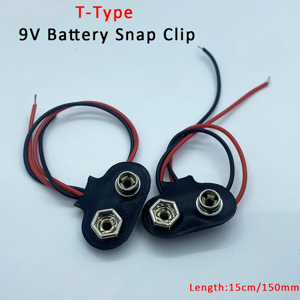 10/20/50Pc 9V T Type Battery Clip Snap Connector Cable 9 Volt DC Battery Power Lead Cord Plug Clamp Jack DIY Adapter for Arduino