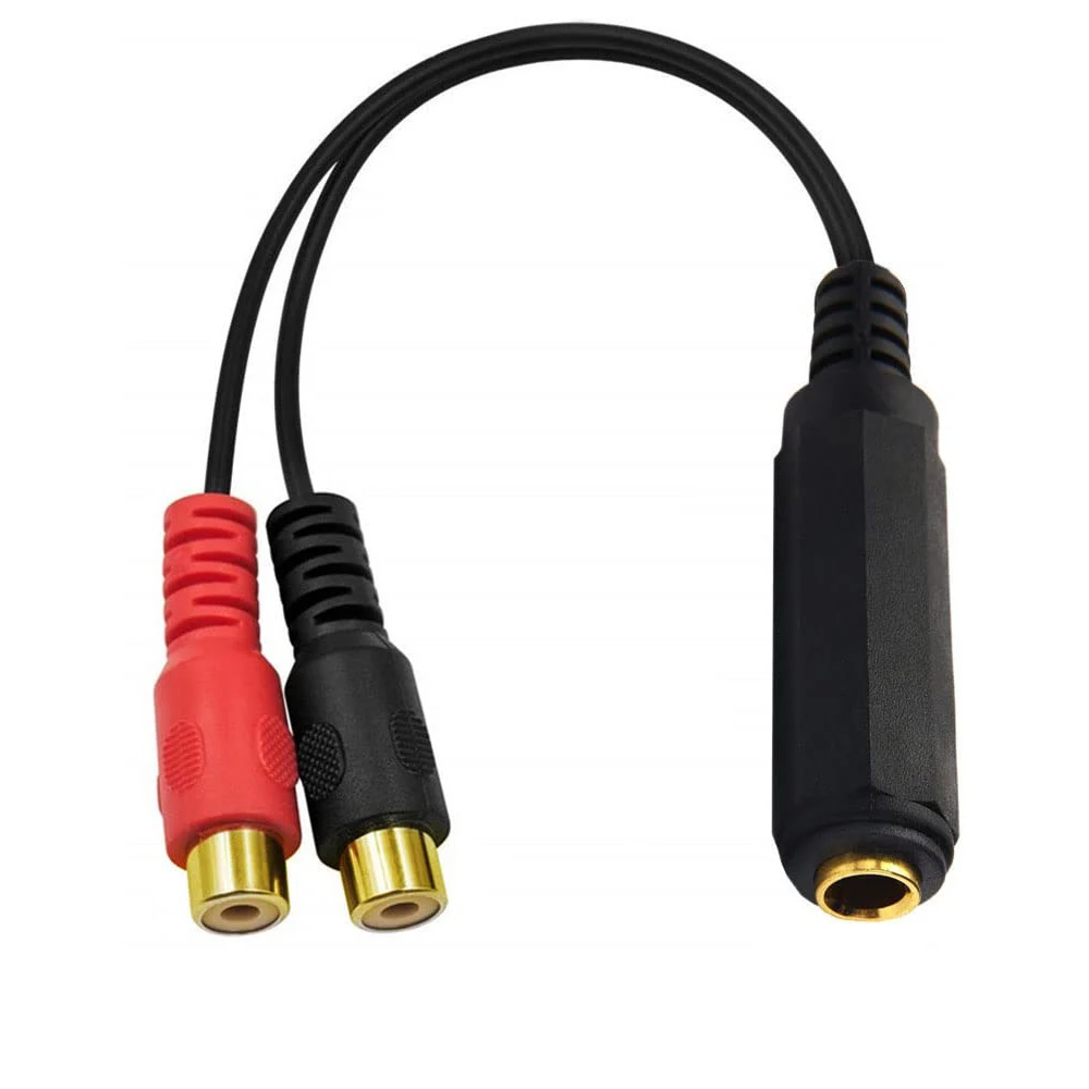 1pc Stereo TRS 1/4" 6.35mm Female to 2 Dual RCA Female Phono Y Splitter Converter Adapter Cable for Amplifier Microphone