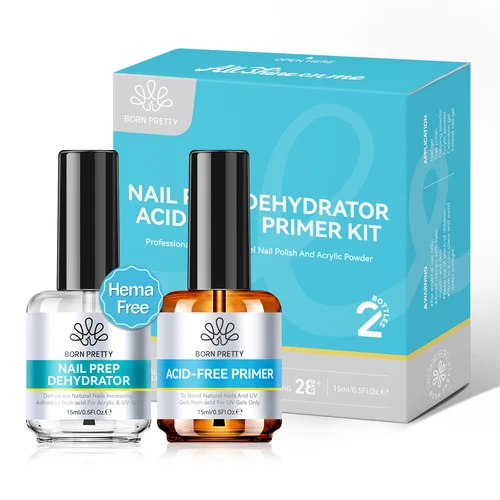 BORN PRETTY 15ml deshidratador de uñas y imprimadores de uñas de Gel juego de Poiish sin ácido Natural preparación de uñas deshidratar Bond Primers Kit de secado al aire