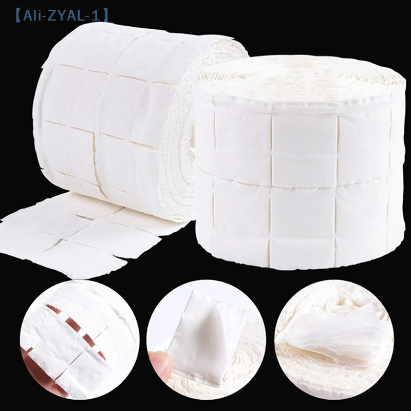 【ZYAL-1】500 uds/rollo de esmalte de uñas en Gel UV, almohadillas de limpieza de algodón, toallitas para uñas sin pelusa, maquillaje, remojo, arte de uñas