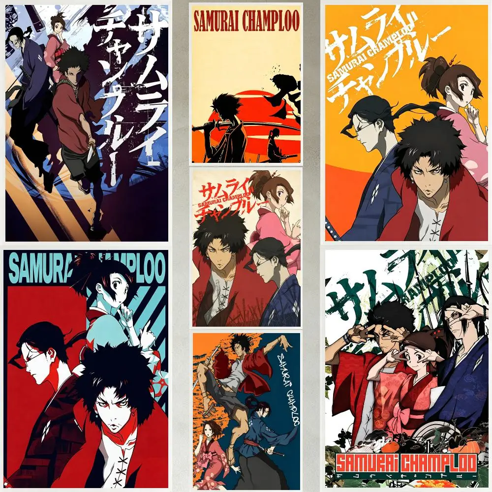 Anime Samurai Champloo Poster, hochauflösendes, wasserfestes, selbstklebendes Kunstdruck-Wandbild für Schlafzimmer, Wohnzimmer, als Geschenk.