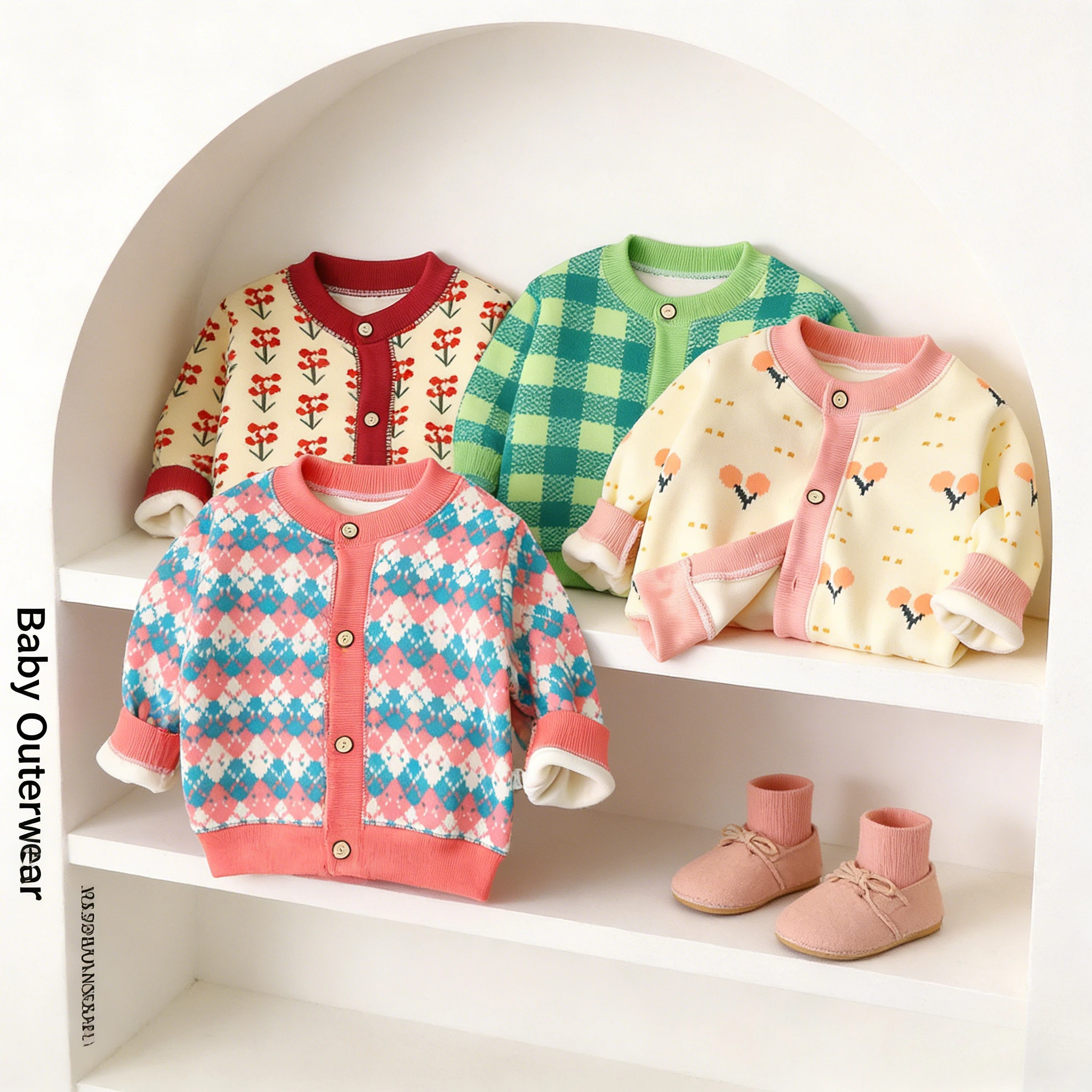 2026 Kids Knit Cardigan Photo Booth Props Boys Girls Thick Warm Sweater Outerwear Casual Coat