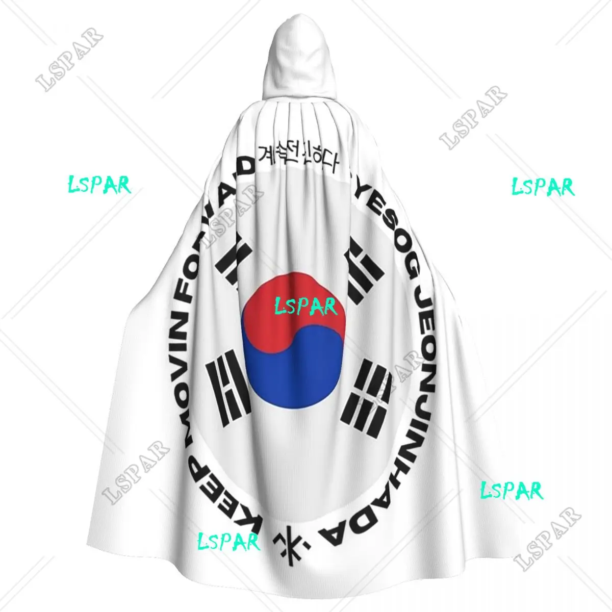 

Korea Korea Flag Long Hooded Cloak Witch Medieval Costume Cosplay Cape HalloweenParty Adult Unisex