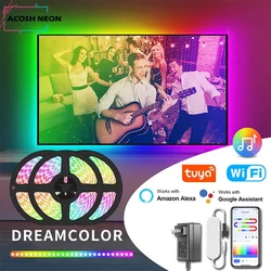 WIFI TUYA RGBIC LED diody na wstążce Dreamcolor Led synchronizacja muzyki listwa oświetleniowa elastyczna taśma Smartlife LED Strip do sypialni kuchnia