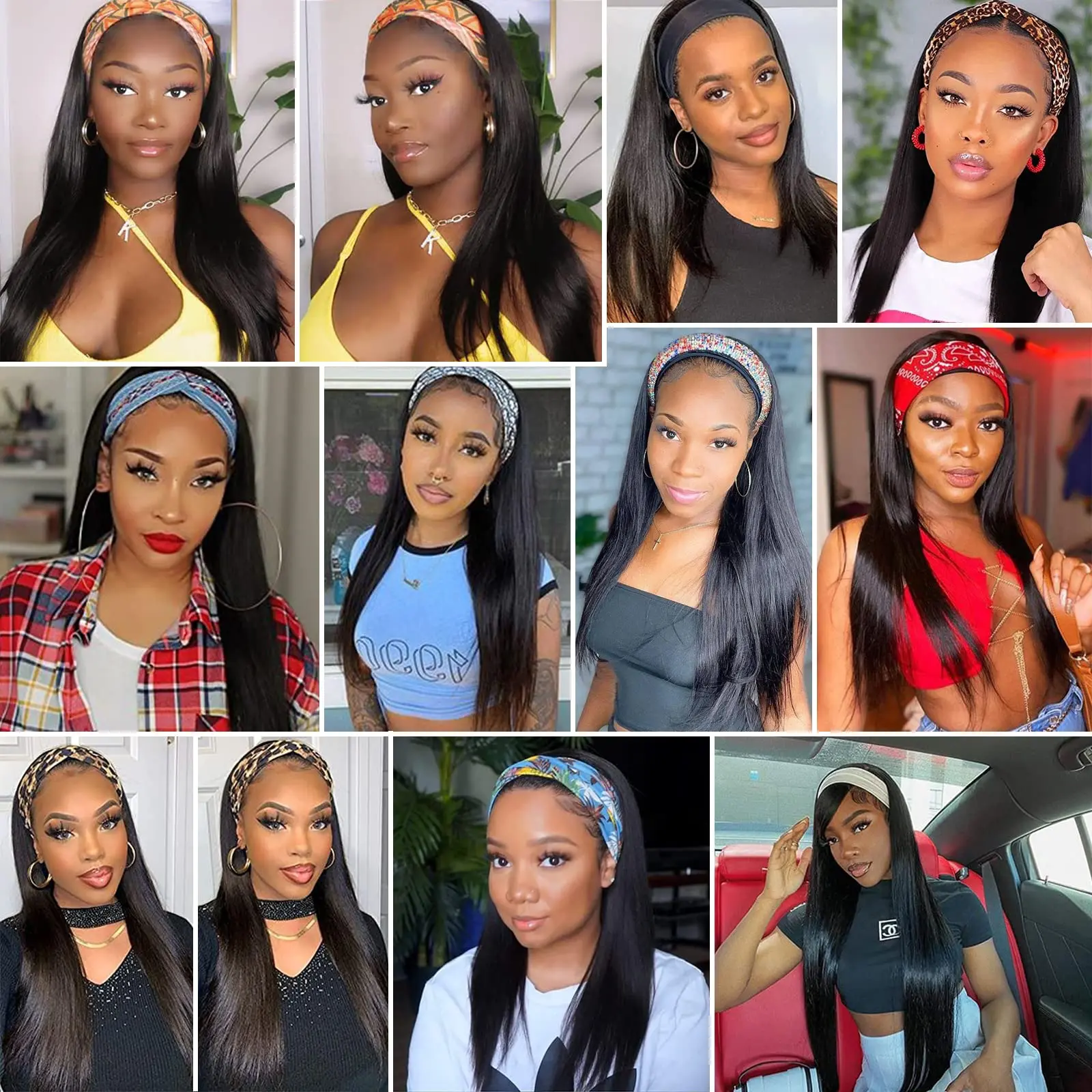 Straight Headband Wig 200% 250% Human Hair Wigs Brazilian Remy Hair Headband Wig Human Hair 8\